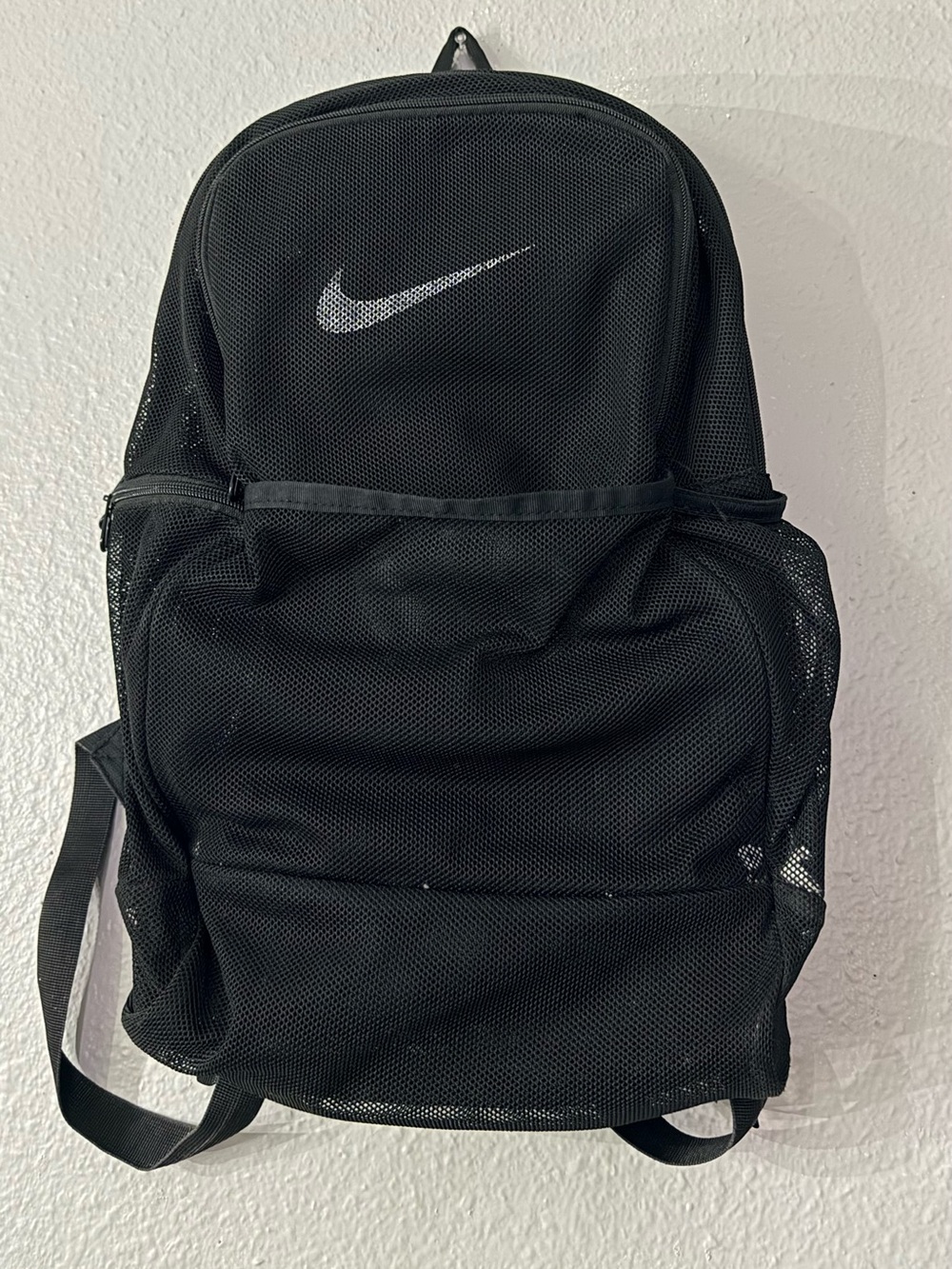 Nike Black Mesh Backpack with White Swoosh